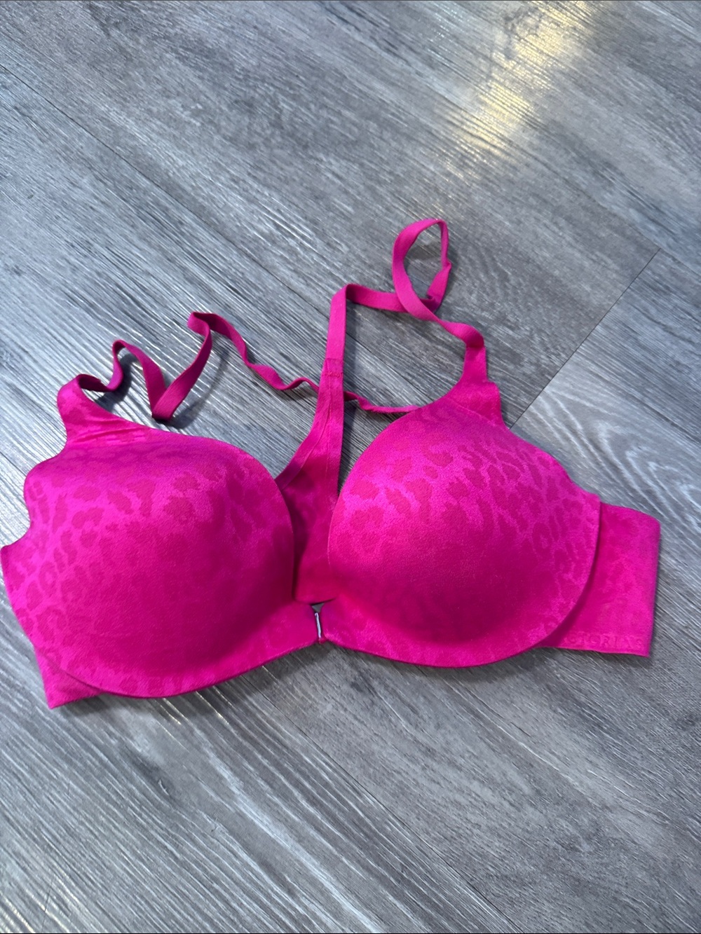 Victoria's Secret Hot Pink Push Up Bra with Subtle Animal Print